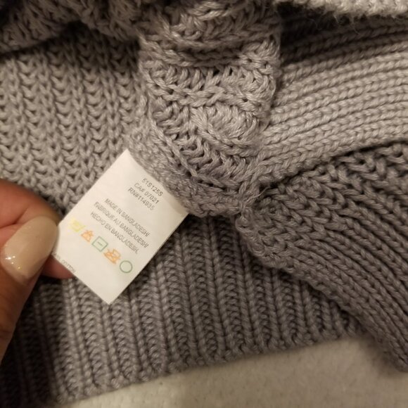 Purplish Grey Knit Cropped Sweater V-Neck Cotton Mix Medium Jumper Cozy Cloth - Picture 8 of 11